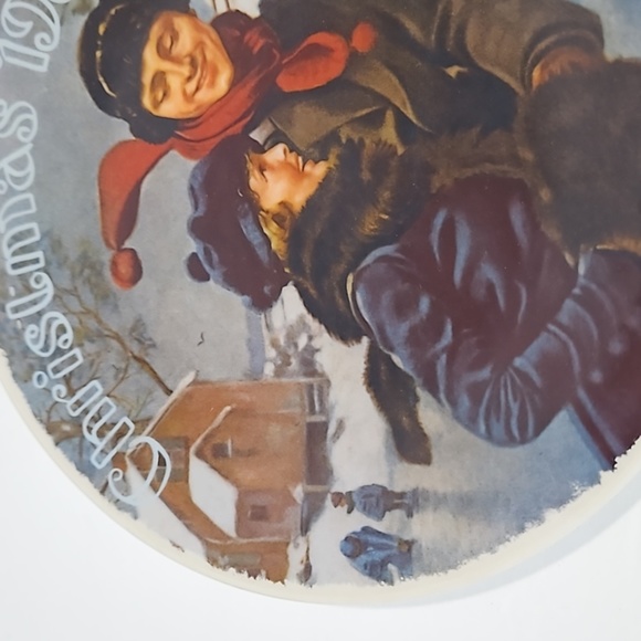 Edwin M Knowles China Co. Christmas Courtship 1982 Norman Rockwell Plate - Picture 3 of 12